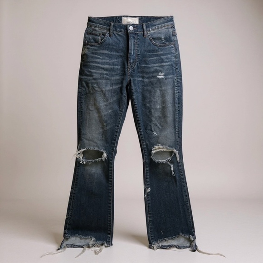 Mother Superior Insider High Rise Distressed Faded Black Jeans